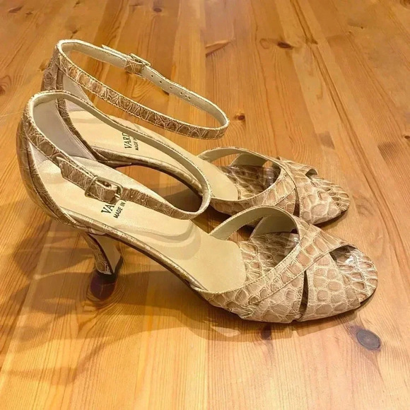 Varda Jenny B New York Designer Croc Leather Heel Sandals Corpcore Officecore - Picture 4 of 11